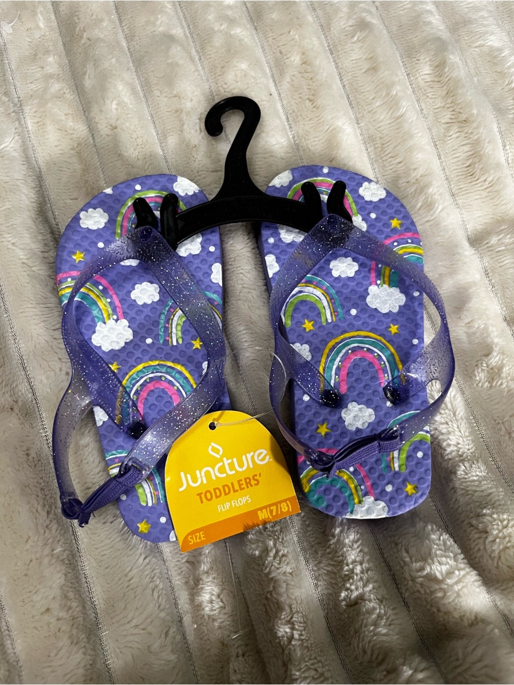 Juncture Toddlers Purple Rainbow Flip Flops with Glitter Straps